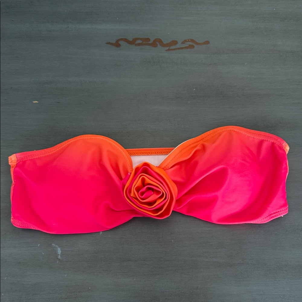 Amazon Pink and Orange Bandeau Bikini Top